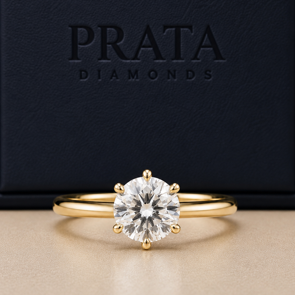 Round Brilliant Diamond Tulip Style Engagement Ring