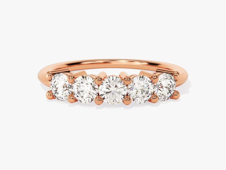 Classic 1ct Five-Stone Diamond Wedding Band in 9k Gold