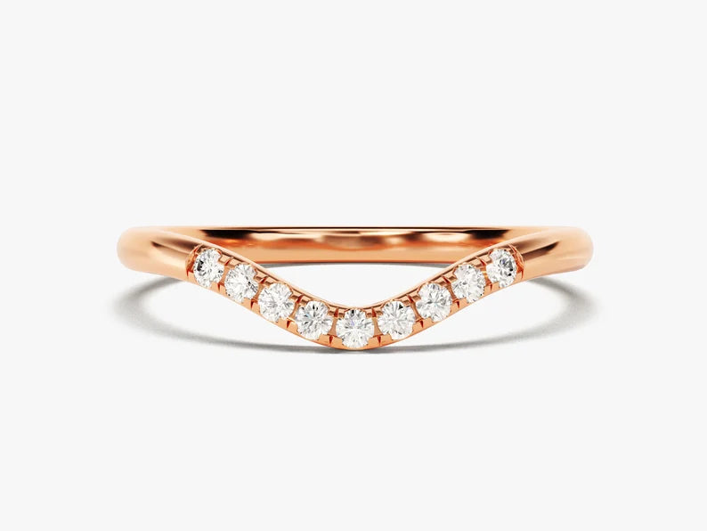 Classic 0.27ct Curved Diamond Wedding Band in 9k Gold