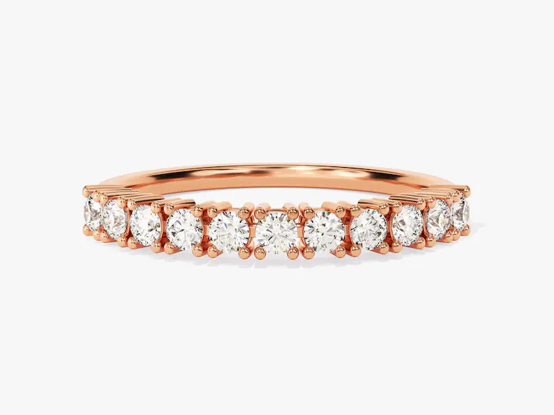 0.33ct Basket Eleven-Stone Diamond Wedding Band in 9k Gold
