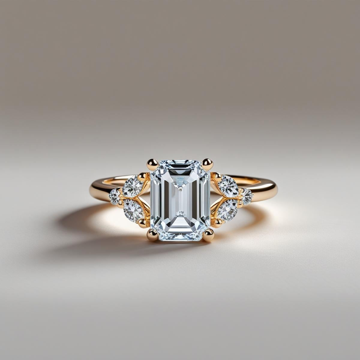 Emerald Natural or Lab-Grown Diamond Accent Engagement Ring