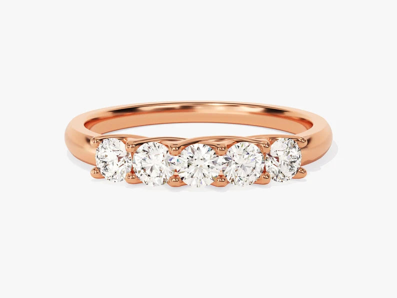 0.50ct Five-Stone Trellis Diamond Wedding Band in 9k Gold
