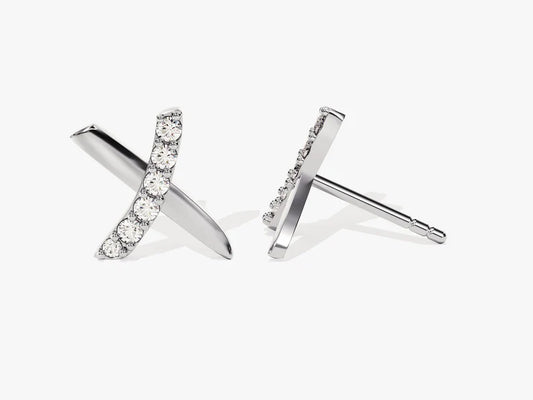 0.11ct Round Cross Diamond Earrings in 9k Gold