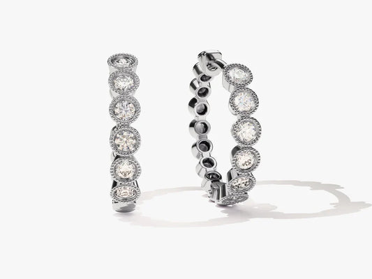 0.48ct Milgrain Huggie Diamond Earrings in 9k Gold