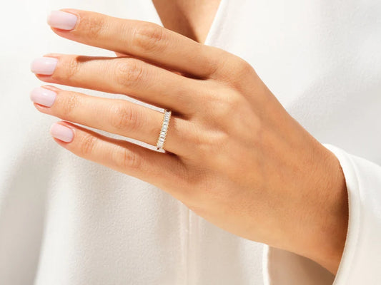 0.75ct Half-Eternity Diamond Baguette Wedding Ring 9k Gold