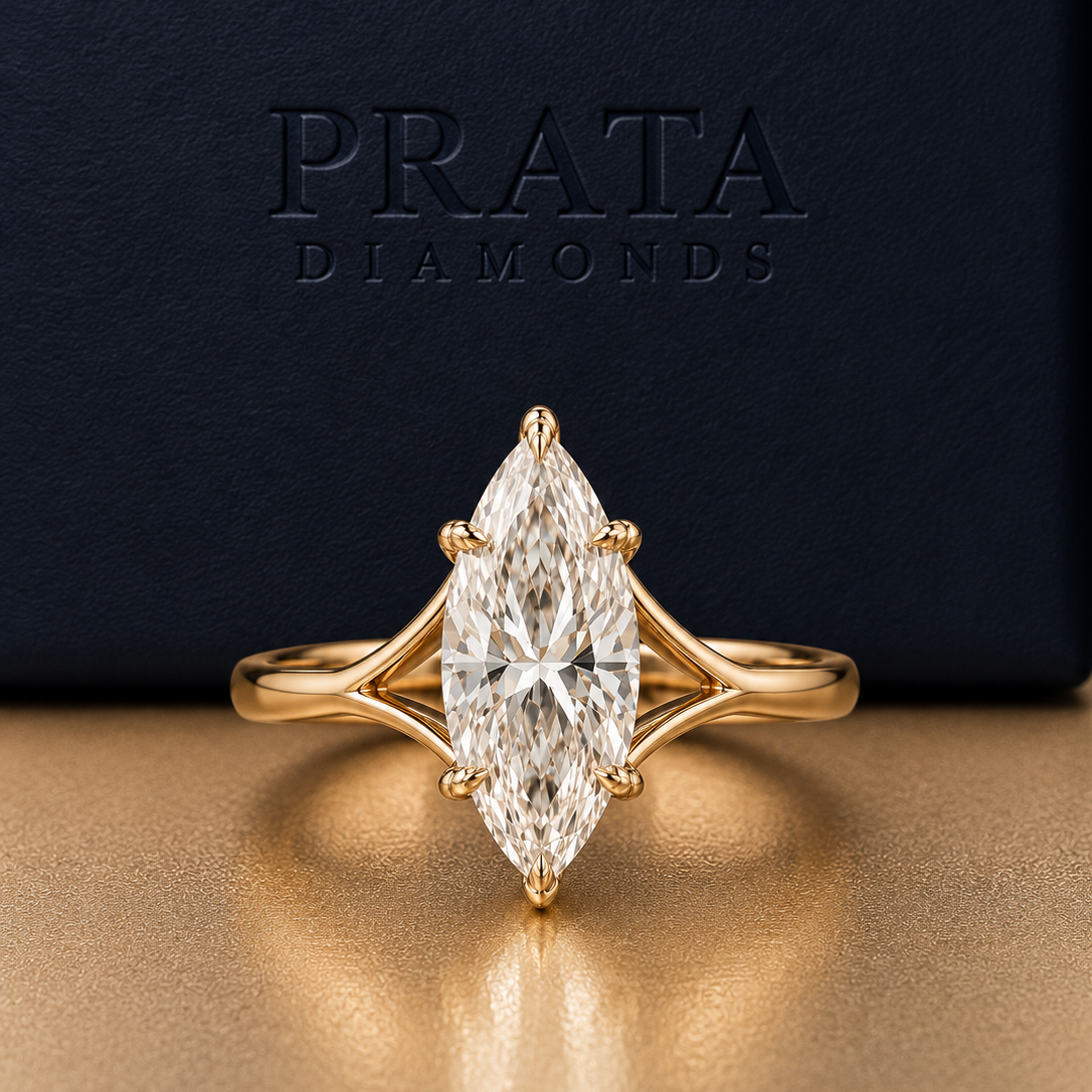 Marquise Diamond Split Band Solitaire Ring