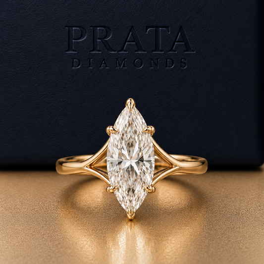 Marquise Diamond Split Band Solitaire Ring