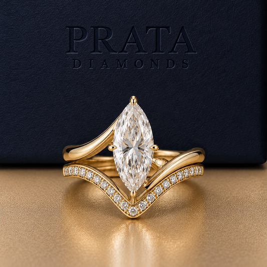 Marquise & Round Diamond Bridal Ring Set