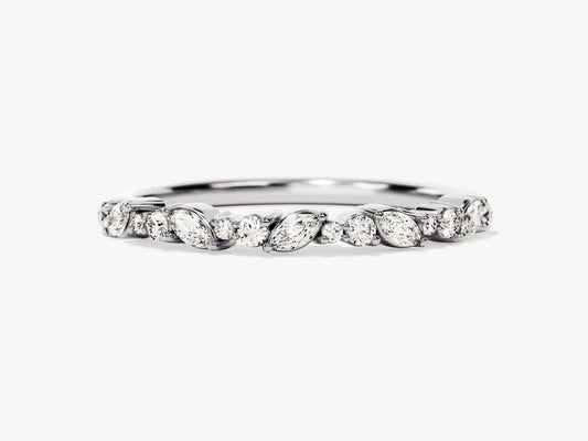 0.24ct Marquise and Round Eternity Wedding Band in 9k Gold