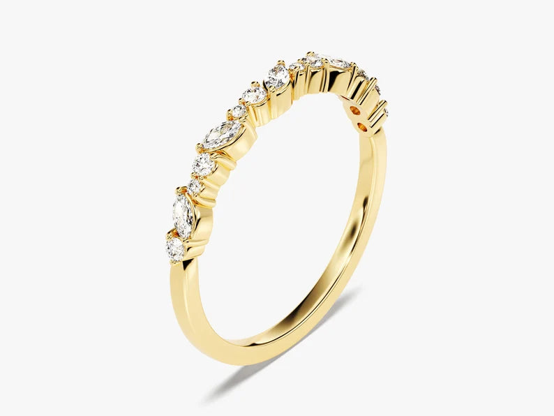 0.24ct Marquise and Round Eternity Wedding Band in 9k Gold