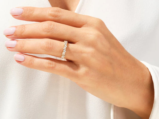 0.58ct Cluster Diamond Wedding Band in 9k Gold