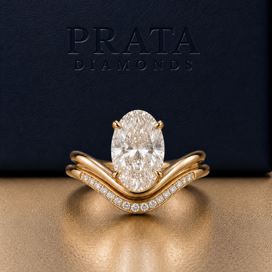 Oval Floating Diamond Solitaire Bridal Ring Set