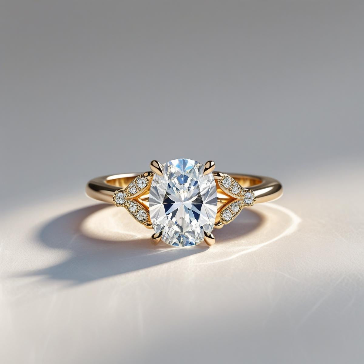 Oval Brilliant Natural or Lab-Grown Diamond Accent Engagement Ring