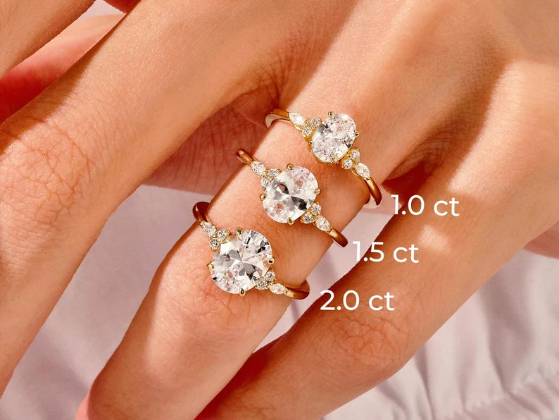 Oval, Marquise & Round Diamond Engagement Ring - GRA Certified