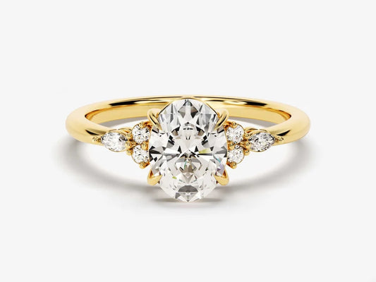 Oval, Marquise & Round Diamond Engagement Ring - GRA Certified