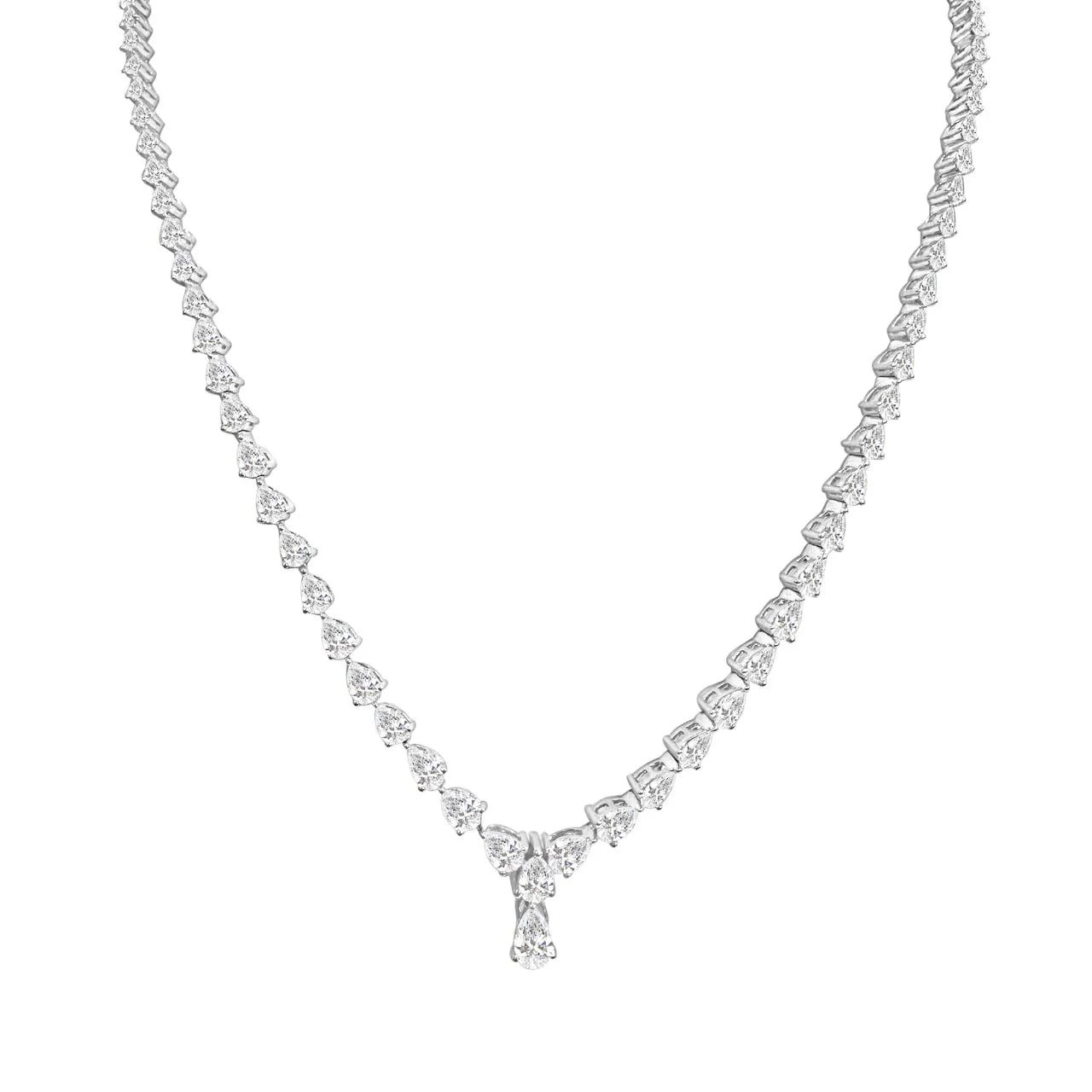 10.92ct Pear Cut Natural Diamond Necklace in White Gold