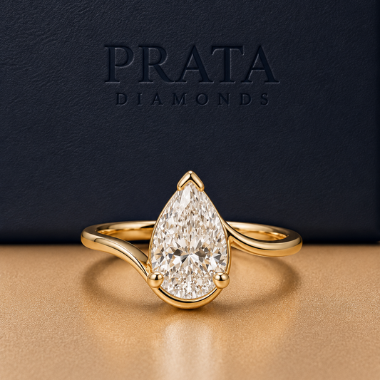Pear Diamond Swirl Solitaire Ring