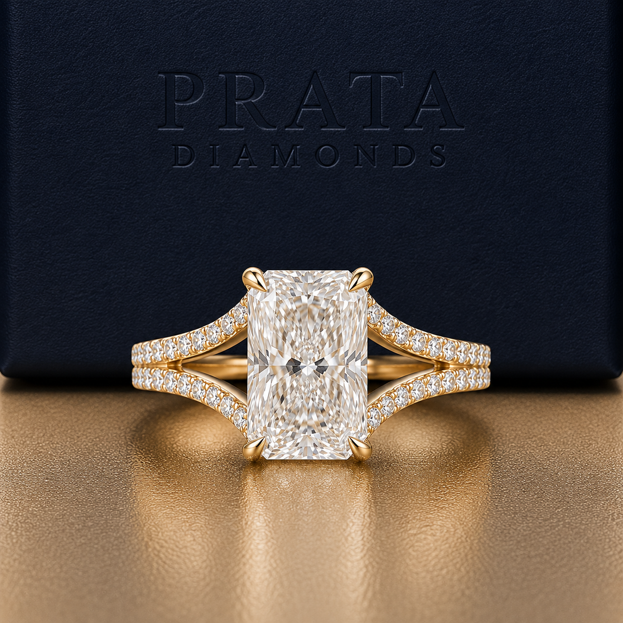 Radiant Split-Band Diamond Accent Engagement Ring Natural & Lab-Grown Diamonds