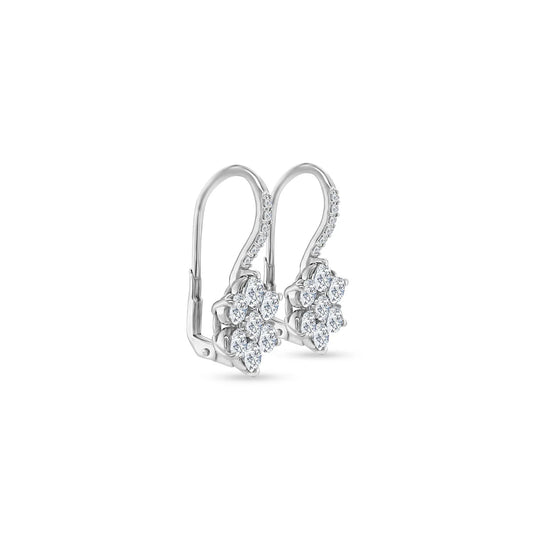 3.51ct Round Brilliant Floral Diamond Drop Earrings