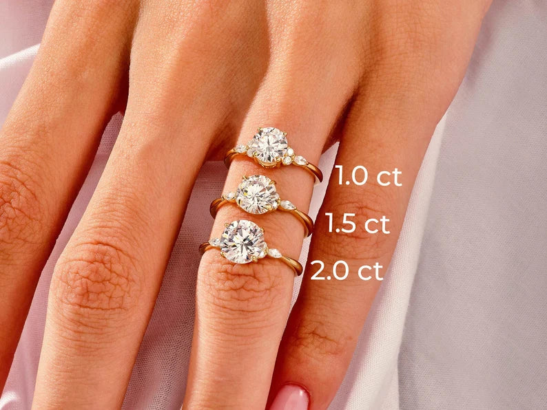 Round, Marquise & Round Diamond Engagement Ring - GRA Certified