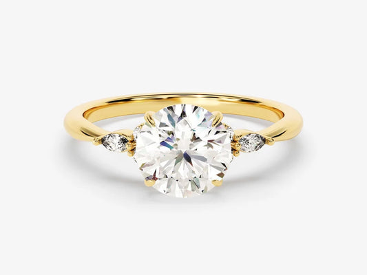 Round, Marquise & Round Diamond Engagement Ring - GRA Certified