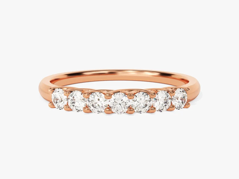 0.35ct Round Seven-Stone Trellis Half-Eternity Wedding Band in 9k Gold