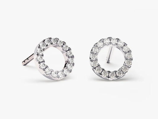 0.15ct Round Circle Stud Diamond Earrings in 9k Gold