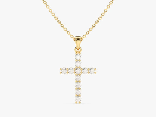 0.22ct Cross Diamond Pendant in 9k Gold
