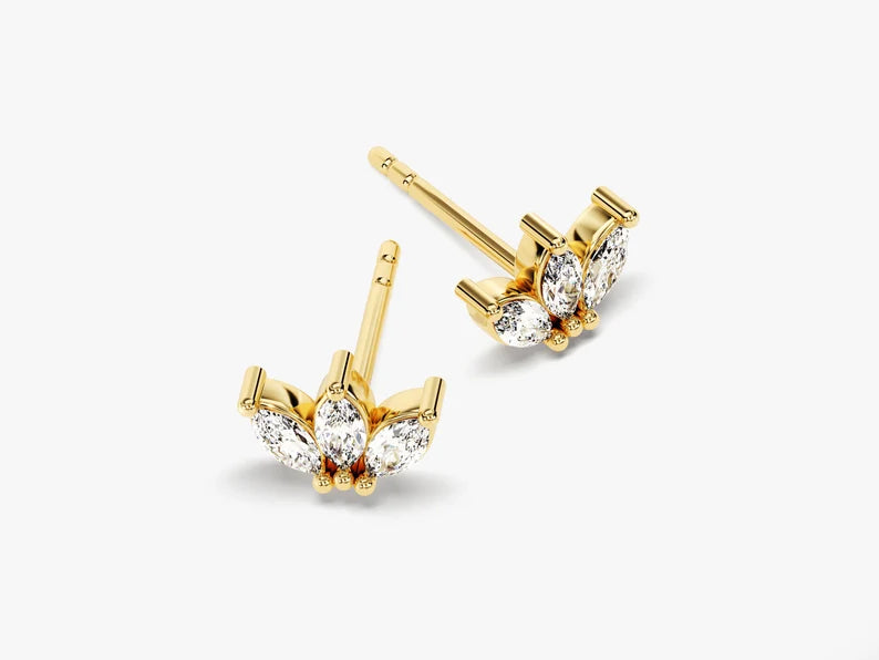0.60ct Crown Stud Diamond Earrings in 9k Gold