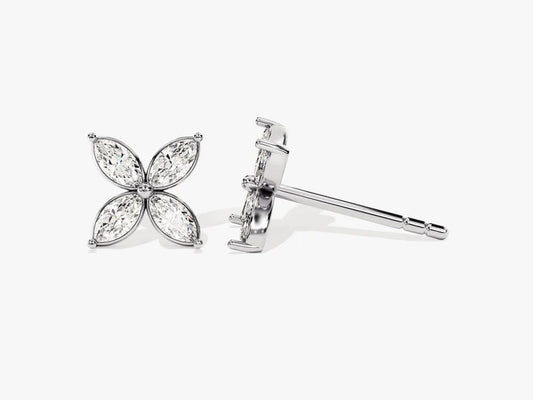 0.80ct Clover Stud Diamond Earrings in 9k Gold