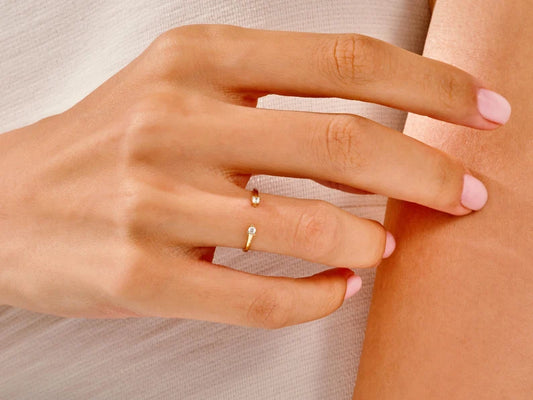 0.06ct Round Open Cuff Wedding Band in 9k Gold