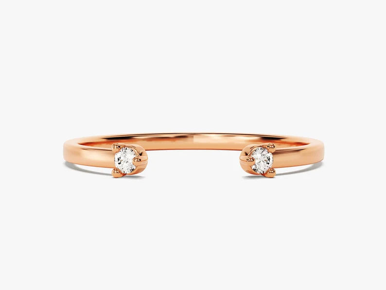 0.06ct Round Open Cuff Wedding Band in 9k Gold