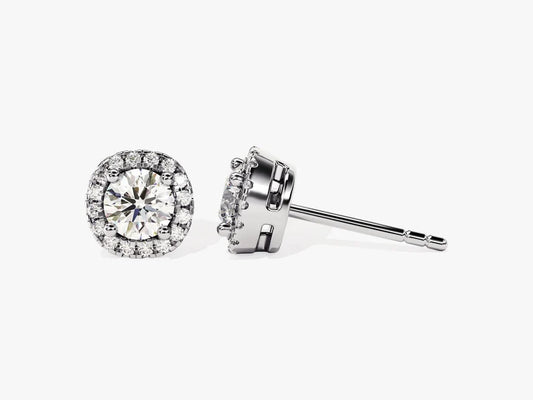 0.66ct Round Halo Stud Diamond Earrings in 9k Gold