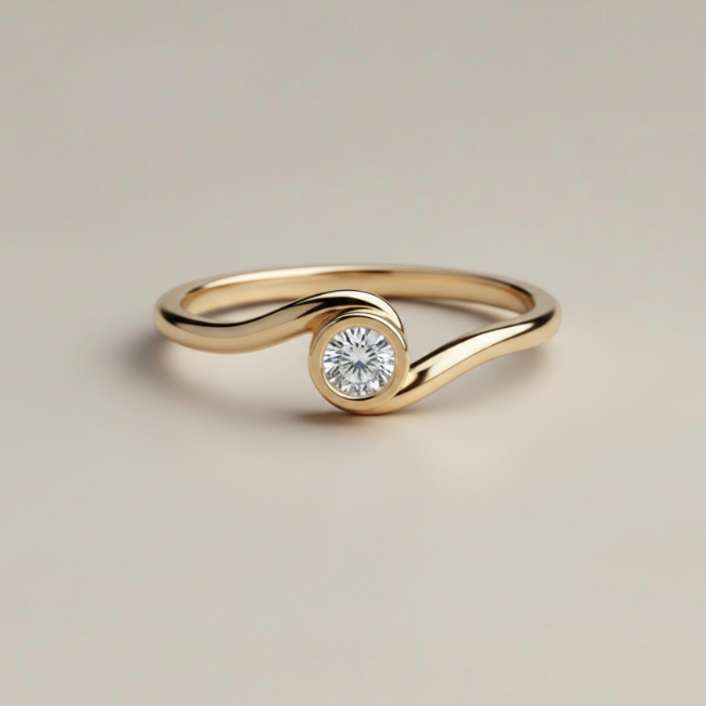 The Diamond Bezel Curve Pinky Ring