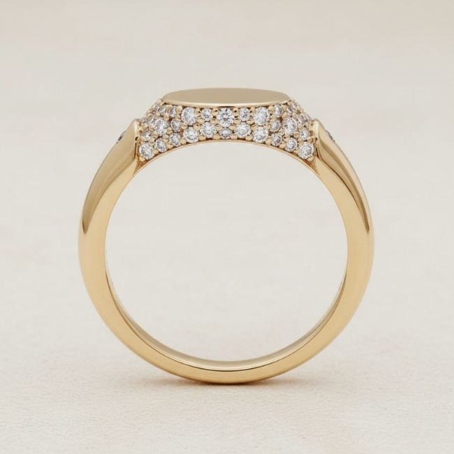 The Diamond Pavé Signet Pinky Ring