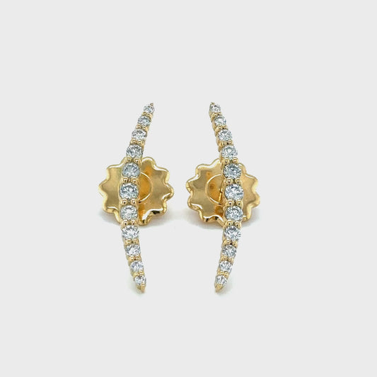 0.81ct Round Brilliant Diamond Helix Earrings Set in 18k Yellow Gold