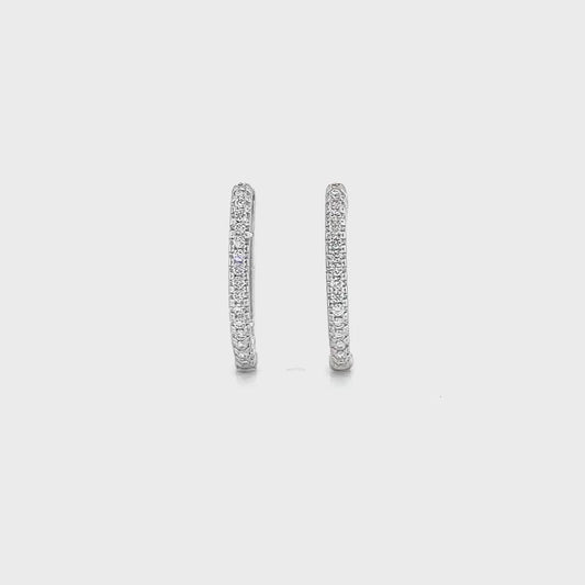 0.22ct Gold Diamond Huggy Earrings Set in 18k White Gold