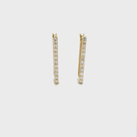 0.24ct Rectangular Shaped Diamond Hoop Earrings in 18k Yellow Gold Video