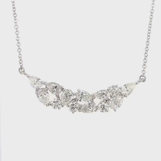 4.83ct Round Brilliant & Pear-Shaped Diamond Necklace in 18k White Gold