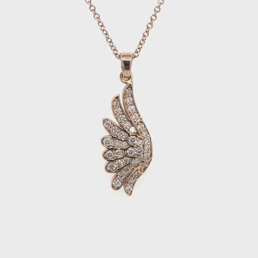 0.49ct Wing Shaped Diamond Pendant in 18k Rose Gold