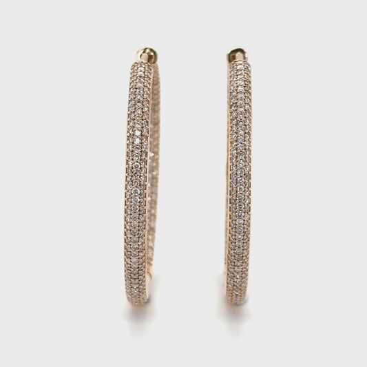 2.58ct Round Brilliant Diamond Hoop Earrings Set in 18k Rose Gold