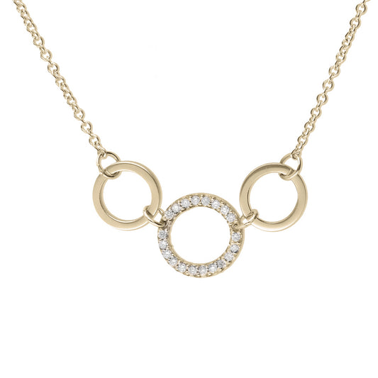 0.10ct Multi-Circle Diamond Necklace Set in 9k Gold