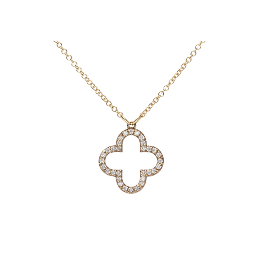 0.16ct Stylised Cross Pave Diamond Necklace Set in 9k Gold