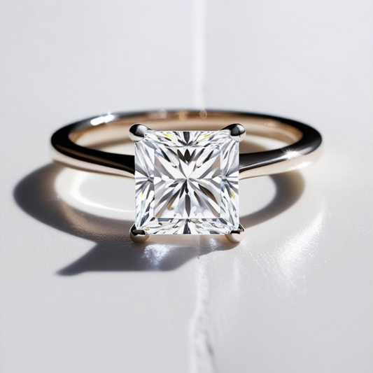 0.50ct Princess Solitaire Diamond Engagement Ring in 9k Gold - GIA Certified