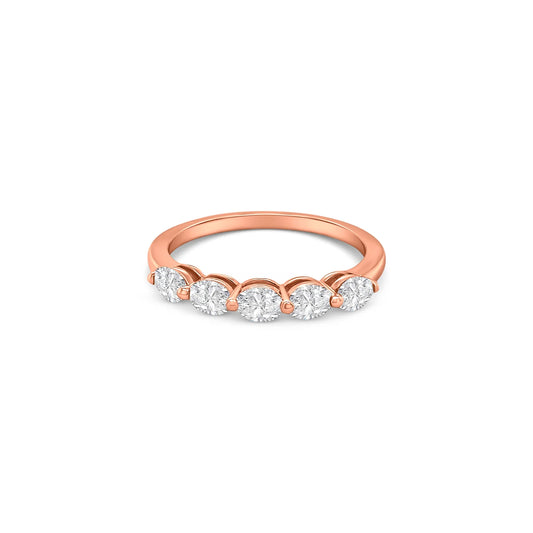 0.62ct Oval Cut Half Eternity Diamond Ring 18k Rose Gold