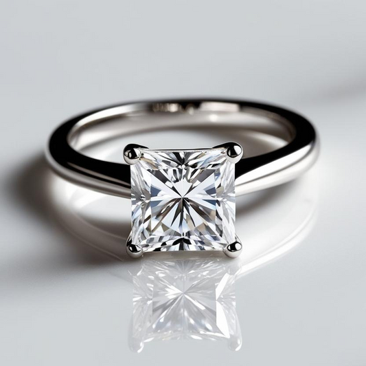 0.70ct Princess Solitaire Diamond Engagement Ring in 9k Gold - GIA Certified