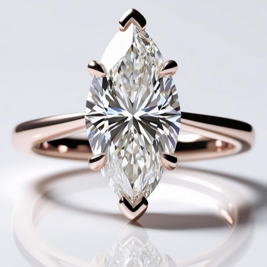 0.71ct Marquise Solitaire Diamond Engagement Ring in 9k Gold - GIA Certified