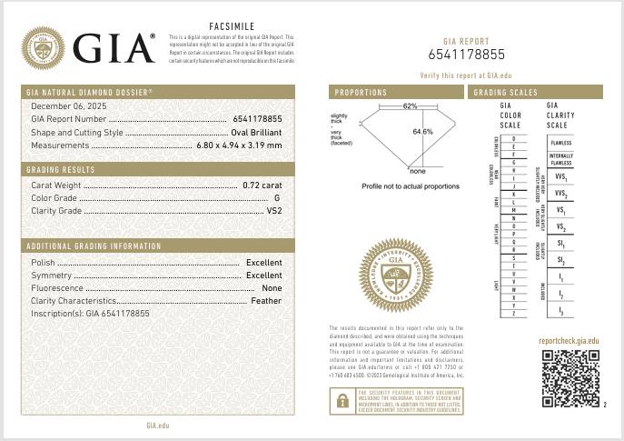 0.72ct Oval Cut | GIA Natural Diamond
