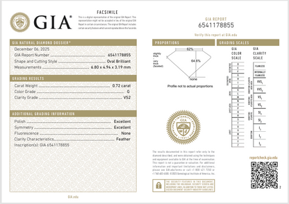 0.72ct Oval Cut | GIA Natural Diamond