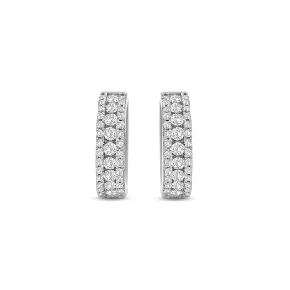 0.87ct Round Brilliant Natural Diamond Huggy Earrings in 18k White Gold